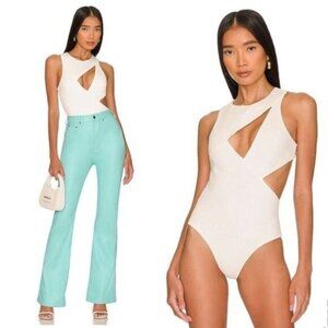 NWT h:ours Kyoto Bodysuit XS White Cutout Sleeveless REVOLVE